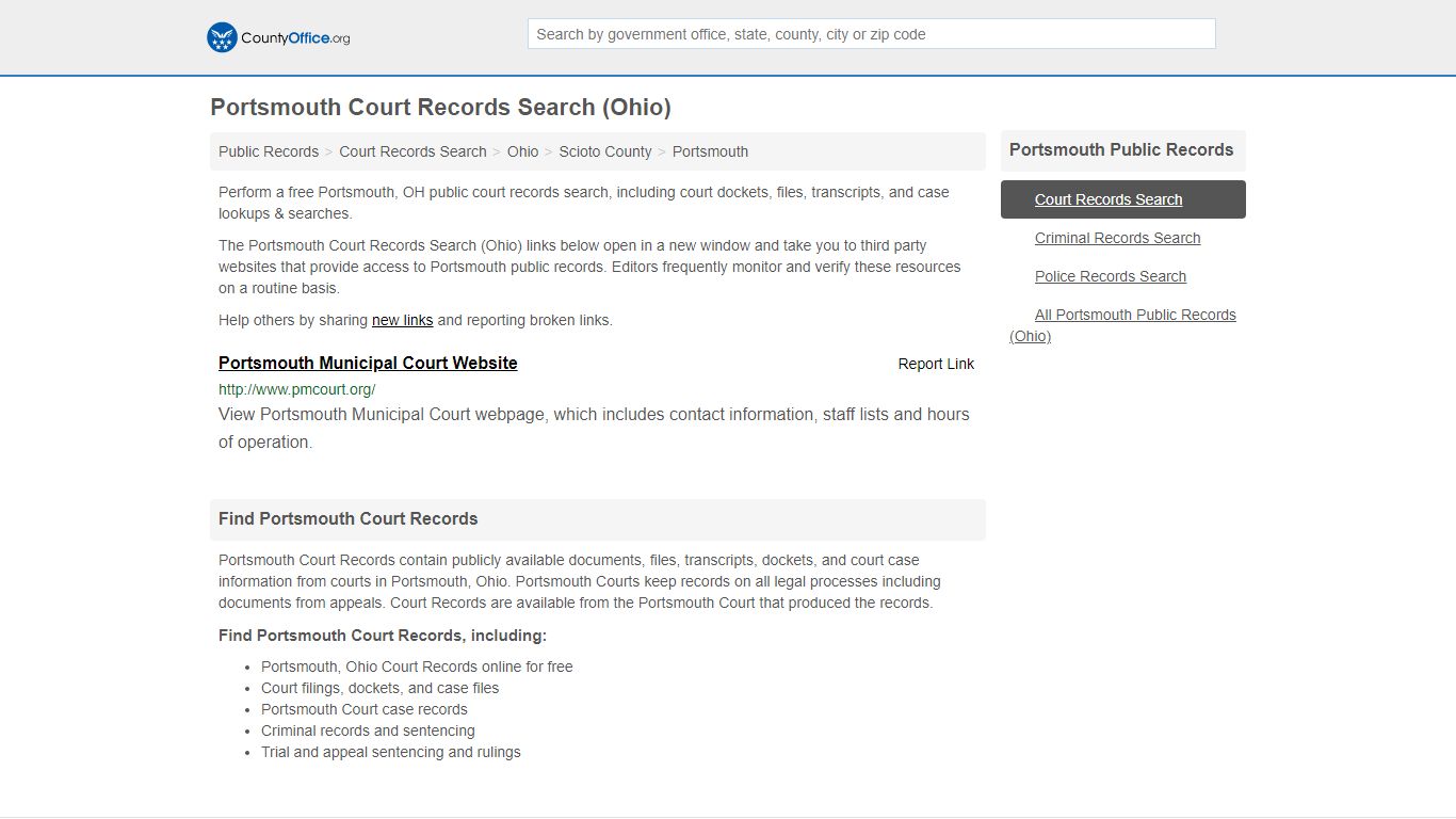 Court Records Search - Portsmouth, OH (Adoptions, Criminal ...